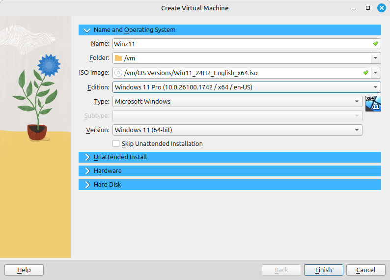 VirtualBox Windows edition selection