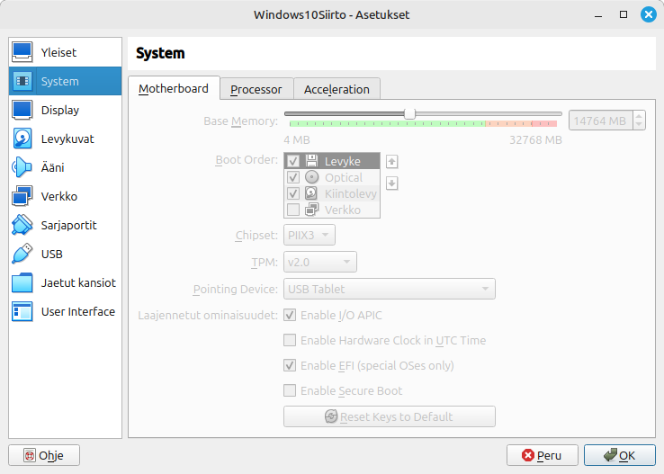 VirtualBox setting: EFI