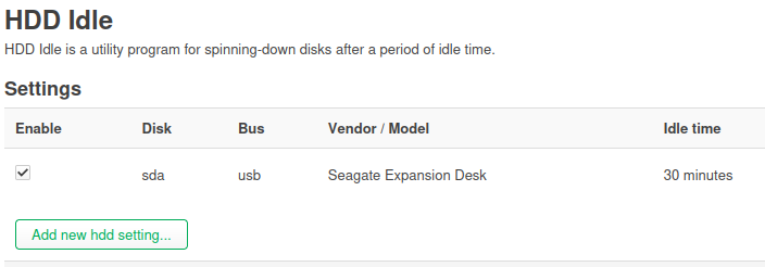 HDD Idle for expansion disk